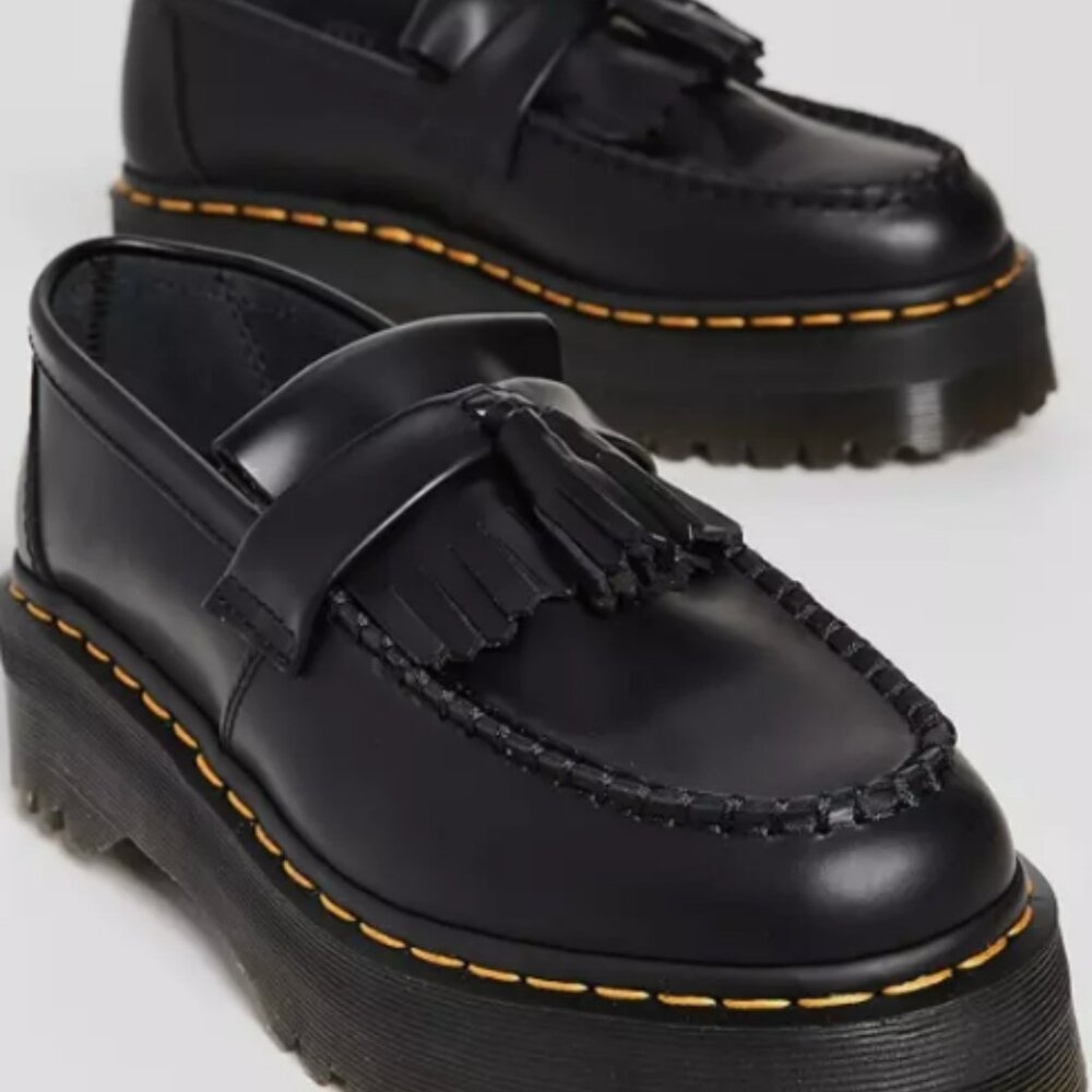 DR. MARTENS ADRIAN QUAD LEATHER PLATFORM TASSLE LOAFERS MSRP$210 Timeless Design - Picture 11 of 15